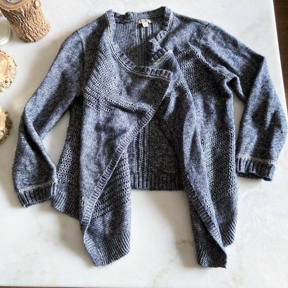 Lucky Brand knit open cardigan sweater, navy blue / heathered blue marine - Picture 1 of 10
